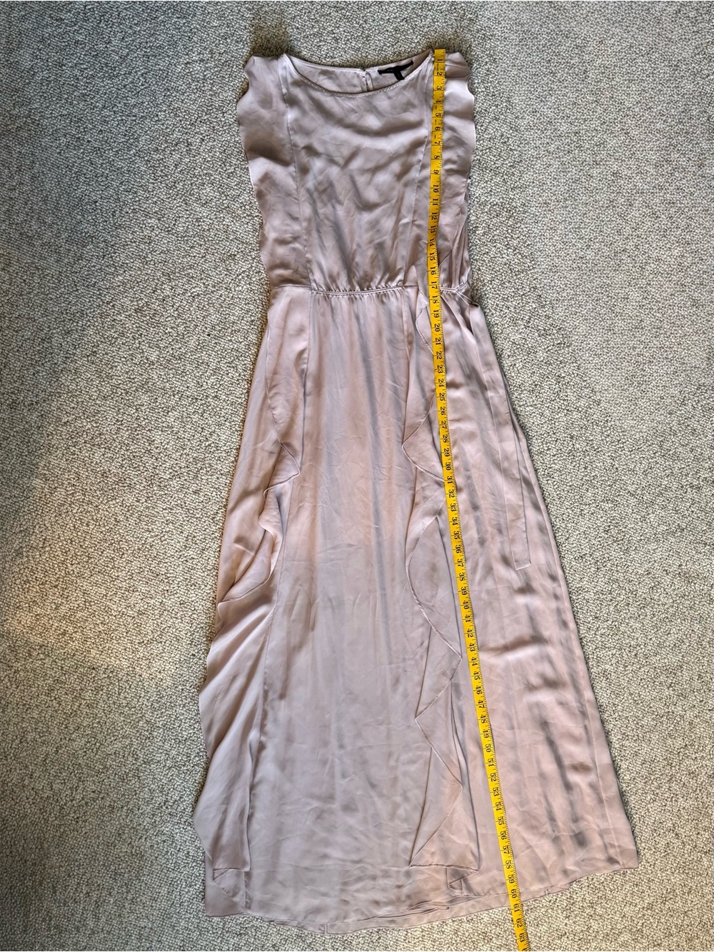 BCBGMaxAzria Kolline Dusty Mauve Rose Ruffle Maxi Dress Gown Sash S - Picture 12 of 12